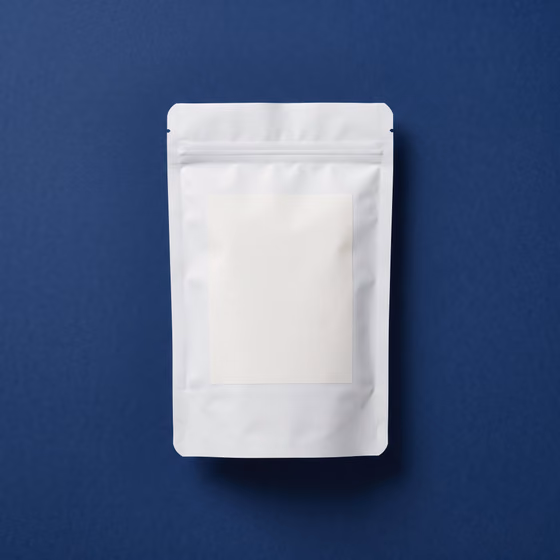Plain stand-up pouch with a blank label area